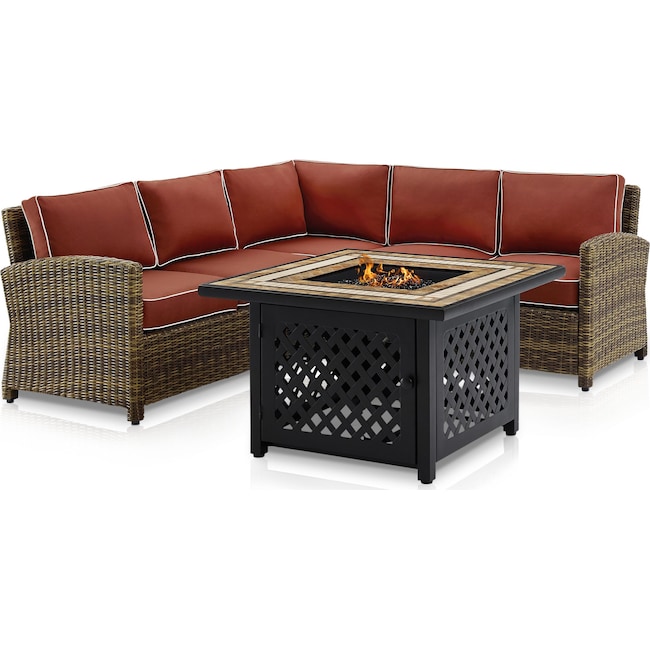 Outdoor Furniture - Destin 3-Piece Outdoor Sectional and Fire Table Set