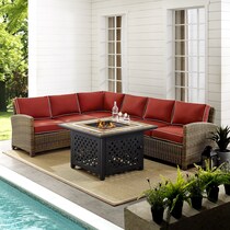 destin red outdoor sectional set   