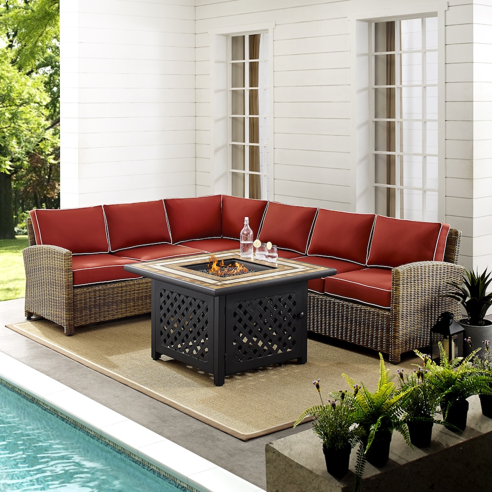 destin red outdoor sectional set   