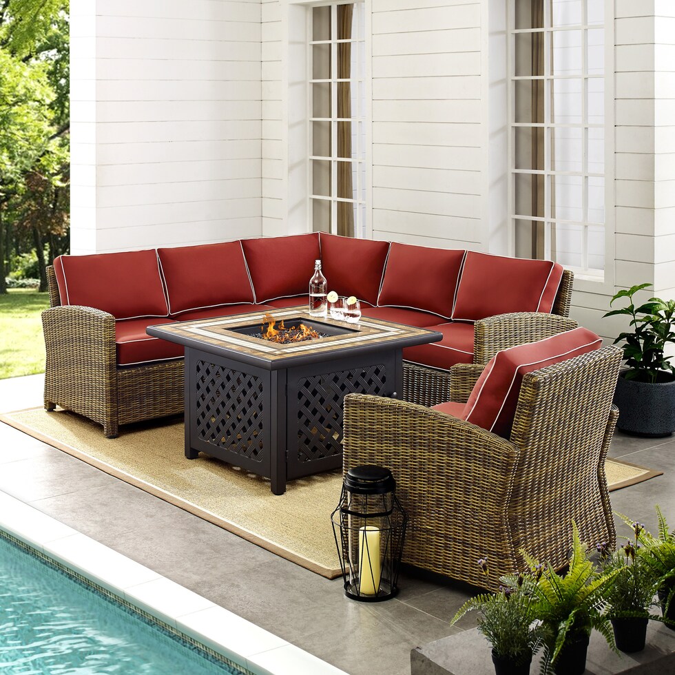 destin red outdoor sectional set   