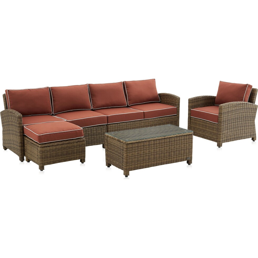 destin red outdoor sectional set   