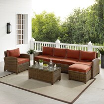 destin red outdoor sectional set   