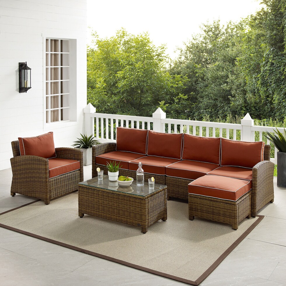 destin red outdoor sectional set   