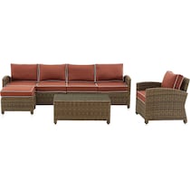 destin red outdoor sectional set   