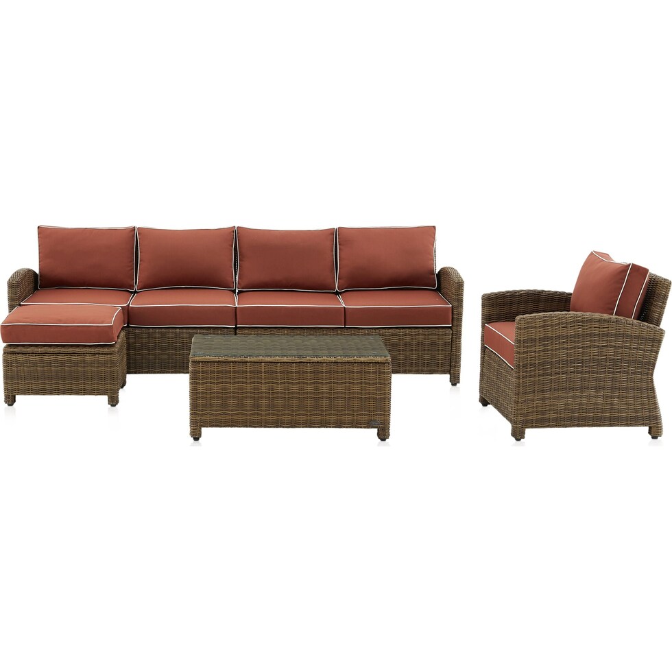 destin red outdoor sectional set   