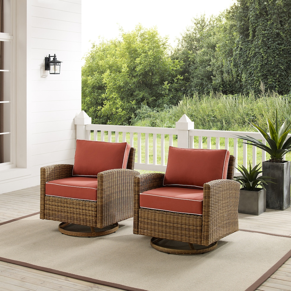 destin sangria brown outdoor swivel rocker set   