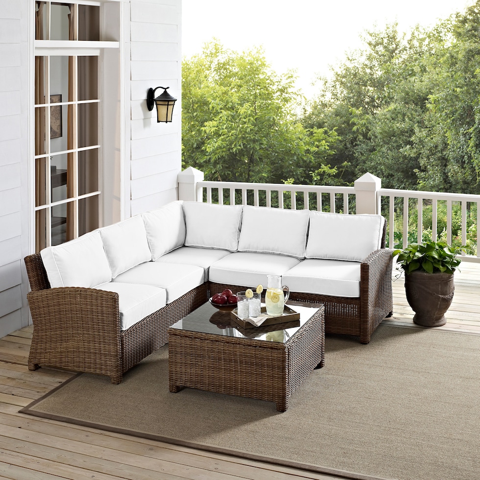 destin white and brown outdoor sectional set   