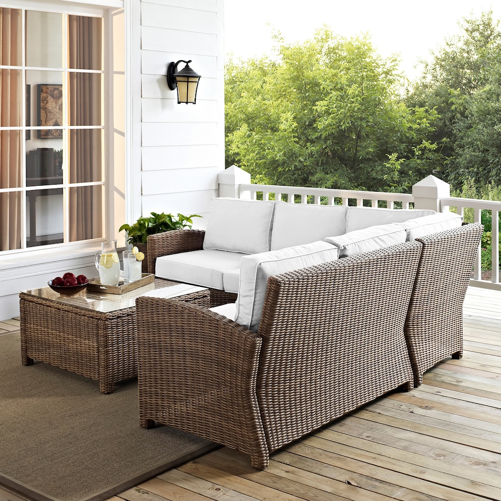 destin white and brown outdoor sectional set   