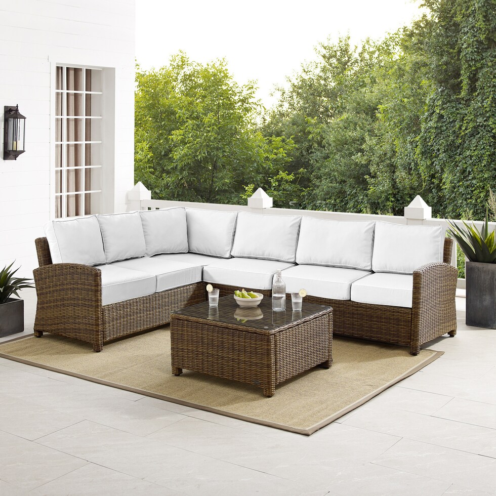 destin white and brown outdoor sectional set   