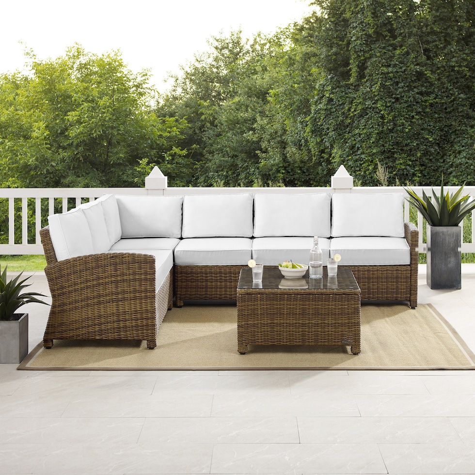 destin white and brown outdoor sectional set   