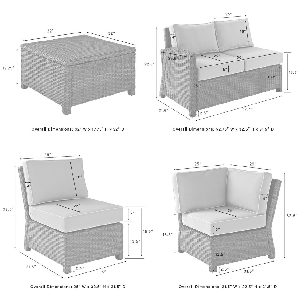 destin white and brown outdoor sectional set   