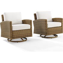 destin white and brown outdoor swivel rocker set   