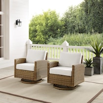 destin white and brown outdoor swivel rocker set   
