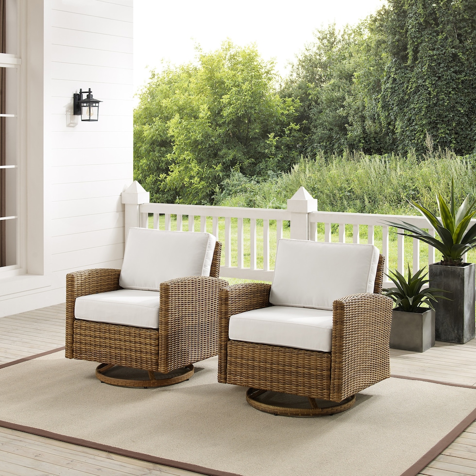 destin white and brown outdoor swivel rocker set   