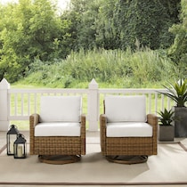 destin white and brown outdoor swivel rocker set   