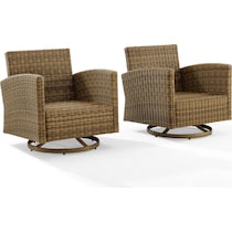 destin white and brown outdoor swivel rocker set   