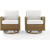 destin white and brown outdoor swivel rocker set   