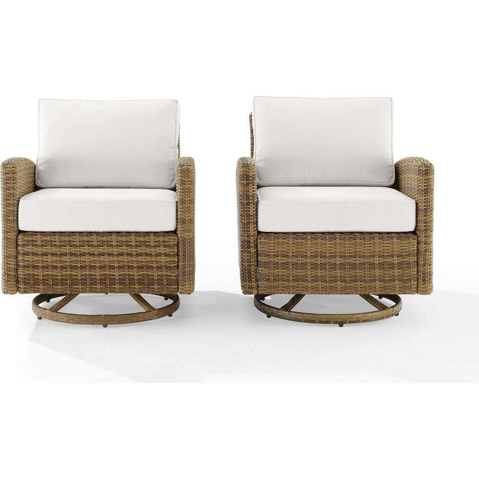 destin white and brown outdoor swivel rocker set   