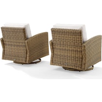destin white and brown outdoor swivel rocker set   