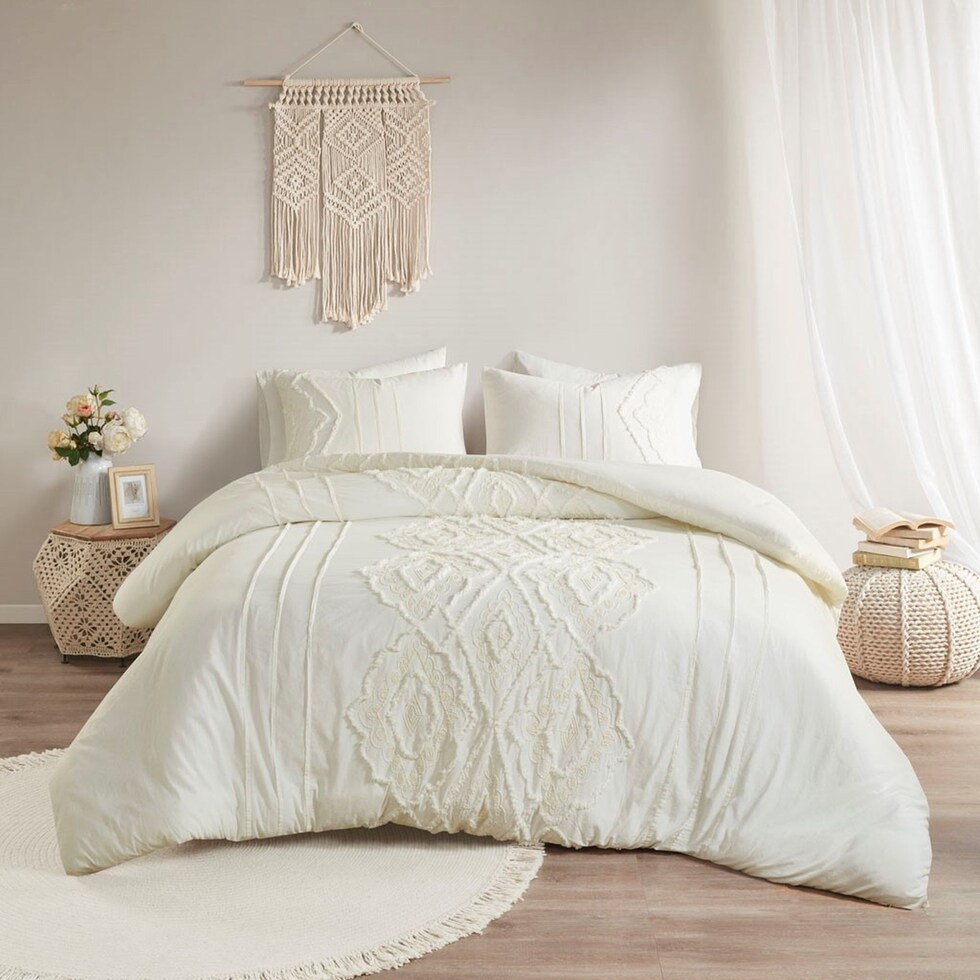 devereaux white full queen bedding set   