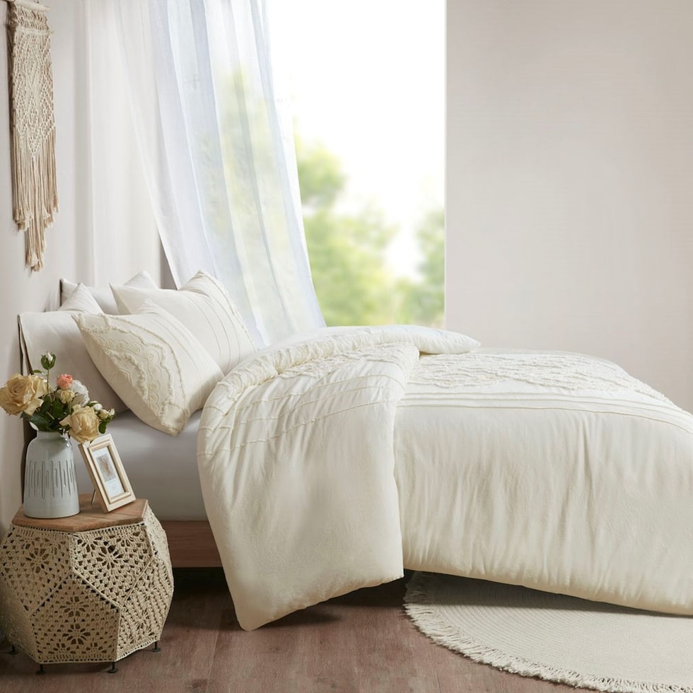 devereaux white full queen bedding set   