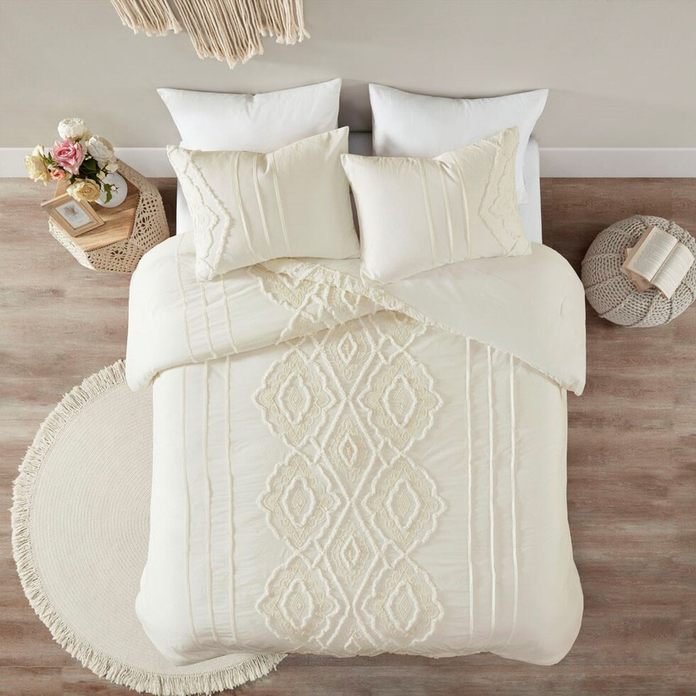 devereaux white full queen bedding set   