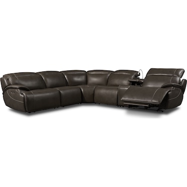 Devon 6-Piece Dual-Power Reclining Sectional with 2 Reclining Seats - Charcoal