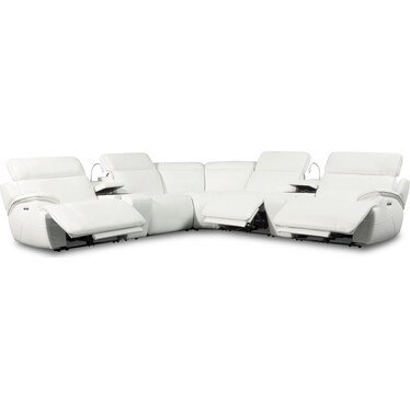 Devon 7-Piece Dual-Power Reclining Sectional with 3 Reclining Seats - White