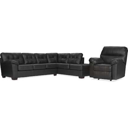 Dexter 2-Piece Sectional with Left-Facing Chaise and Rocker Recliner Set - Charcoal