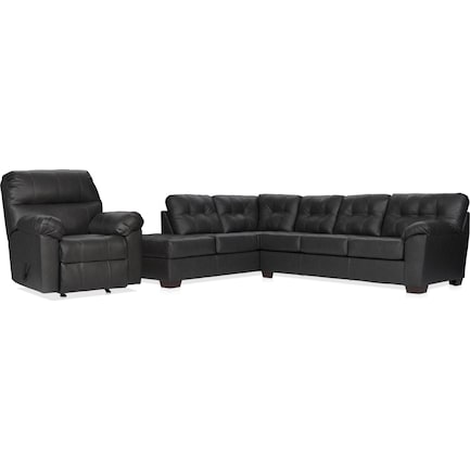 Dexter 2-Piece Sectional with Left-Facing Chaise and Rocker Recliner Set - Charcoal