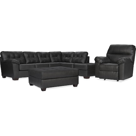 Dexter 2-Piece Sectional with Left-Facing Chaise, Rocker Recliner and Ottoman Set - Charcoal