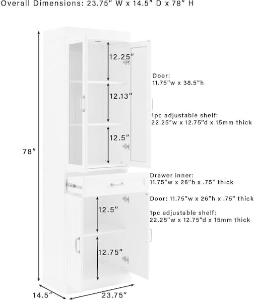 Honnaly Pantry with Glass Doors | Value City Furniture