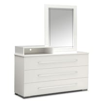dimora white white dresser & mirror   
