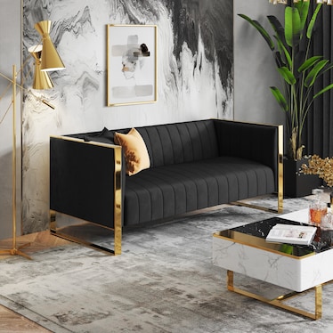 Dobrev Sofa - Black/Rose Gold