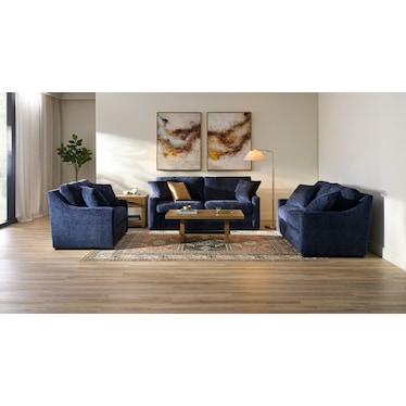 Dobson Foam Comfort 3 Pc. Living Room - Sundar Navy