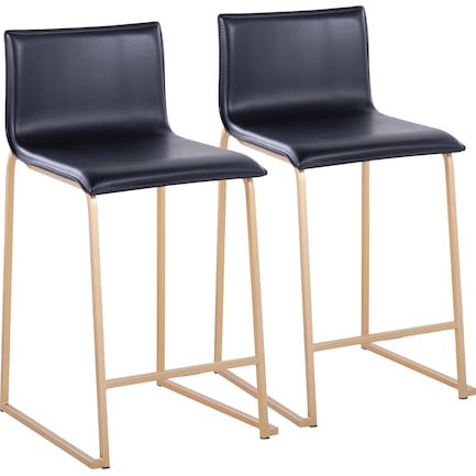 Doric Set of 2 Counter-Height Stools with Back - Gold/Black