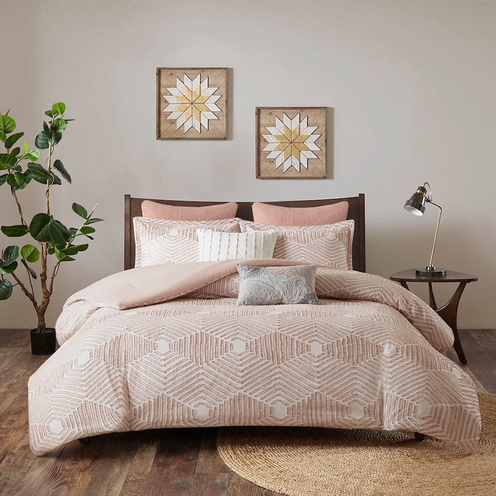 draven pink full queen bedding set   