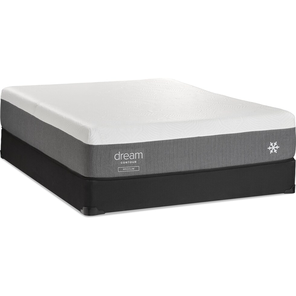 dream contour white full mattress foundation set   