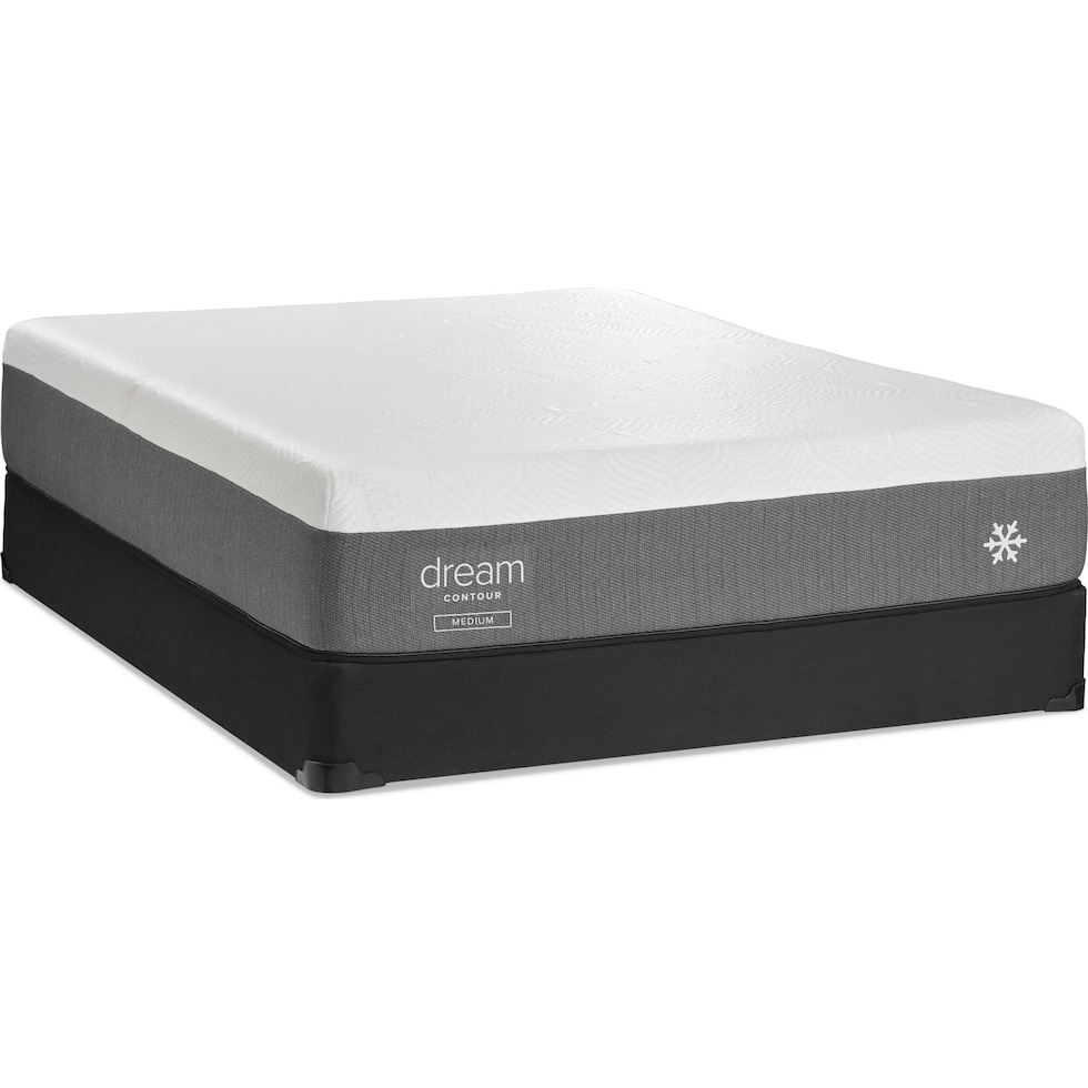 dream contour white queen mattress foundation set   