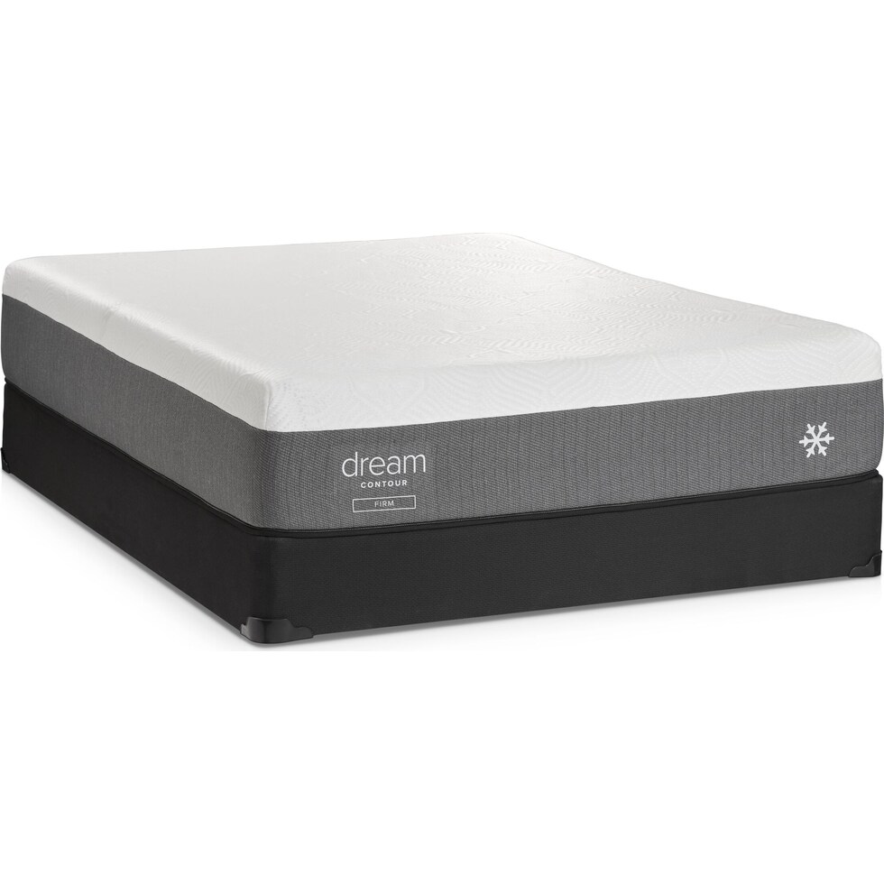 dream contour white queen mattress low profile foundation set   