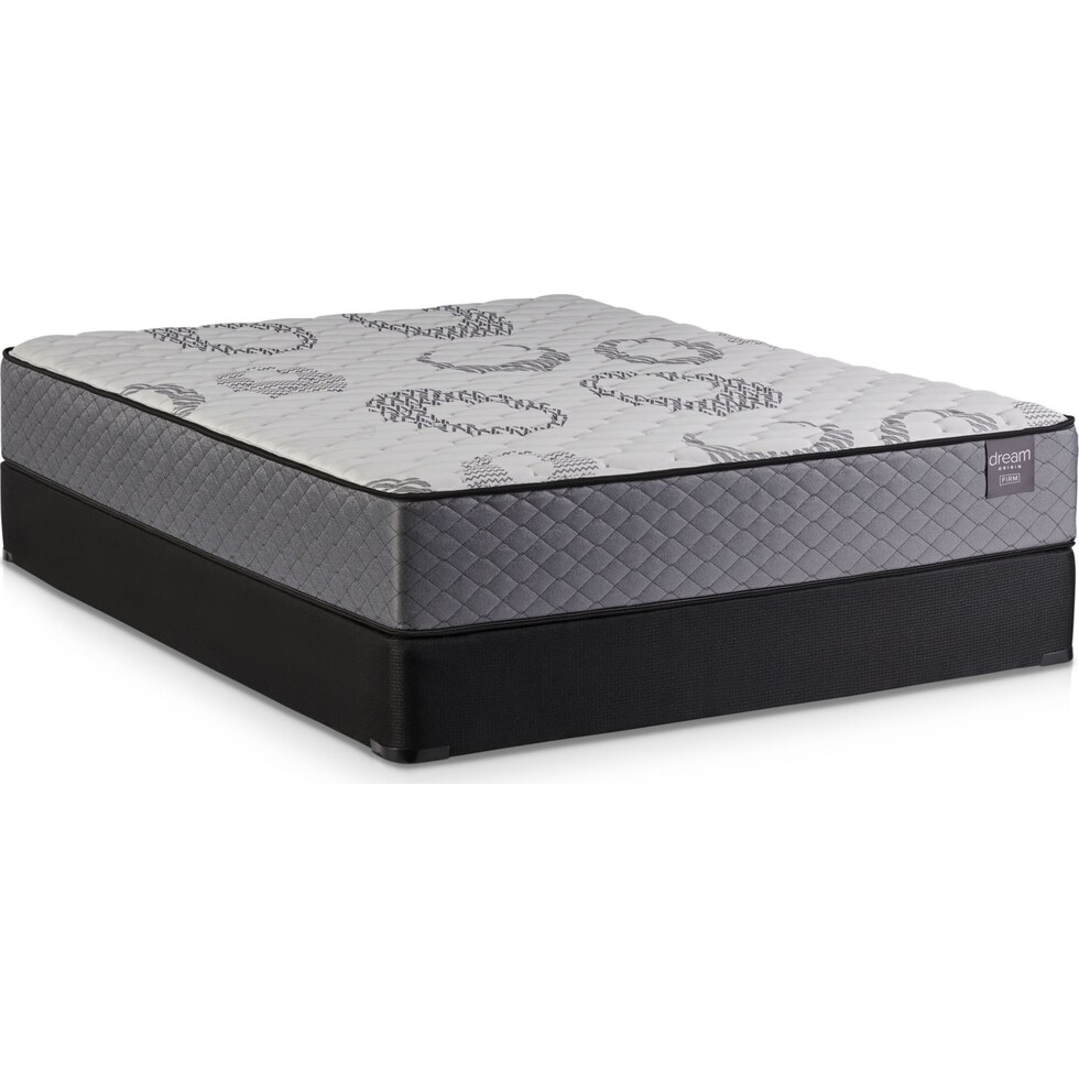 dream origin white queen mattress split low profile foundation set   