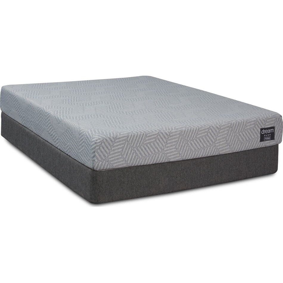 dream plus gray king mattress split low profile foundation set   