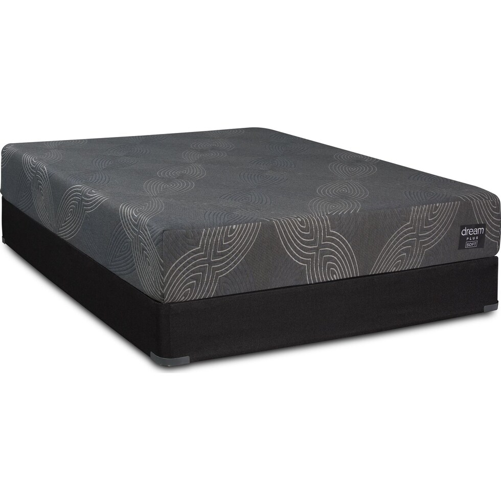dream plus gray queen mattress foundation set   