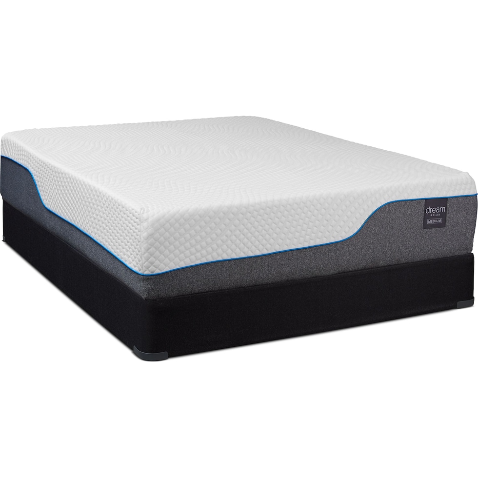 dream relax white queen mattress foundation set   