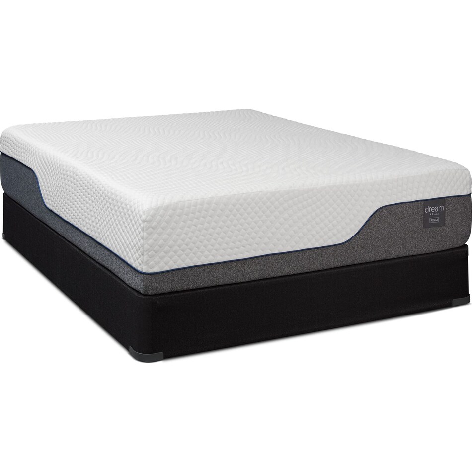 dream relax white queen mattress low profile foundation set   