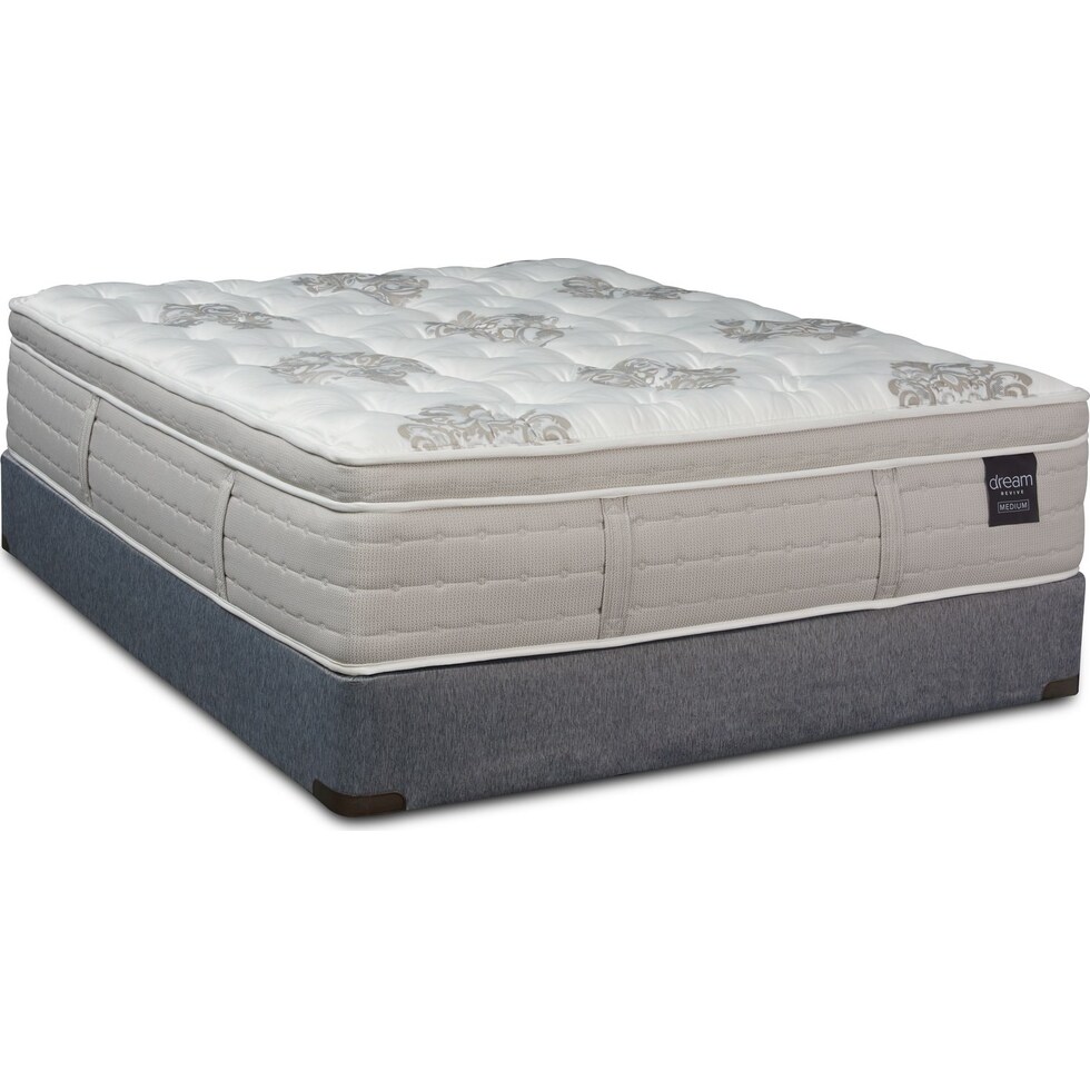 dream revive white queen mattress low profile foundation set   