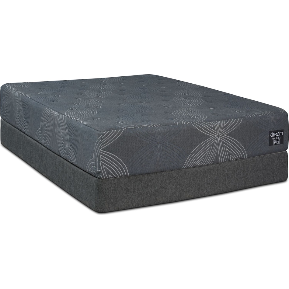 dream ultra gray queen mattress low profile foundation set   