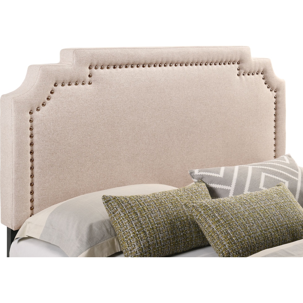 drew light brown king upholstered bed   