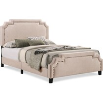drew light brown queen upholstered bed   