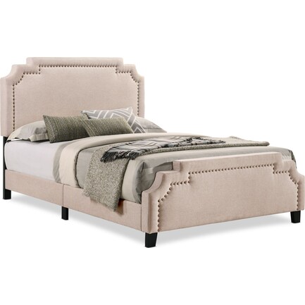 Drew Queen Upholstered Bed - Natural Linen
